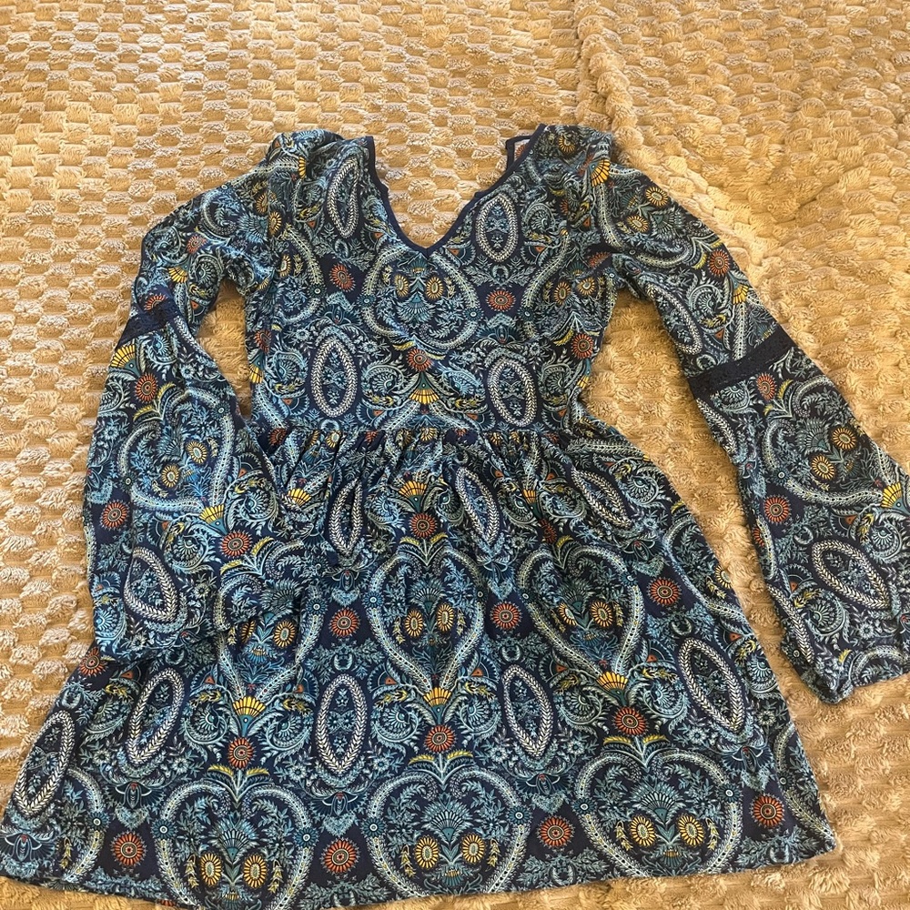 Bohemian Blue and Orange Paisley Dress